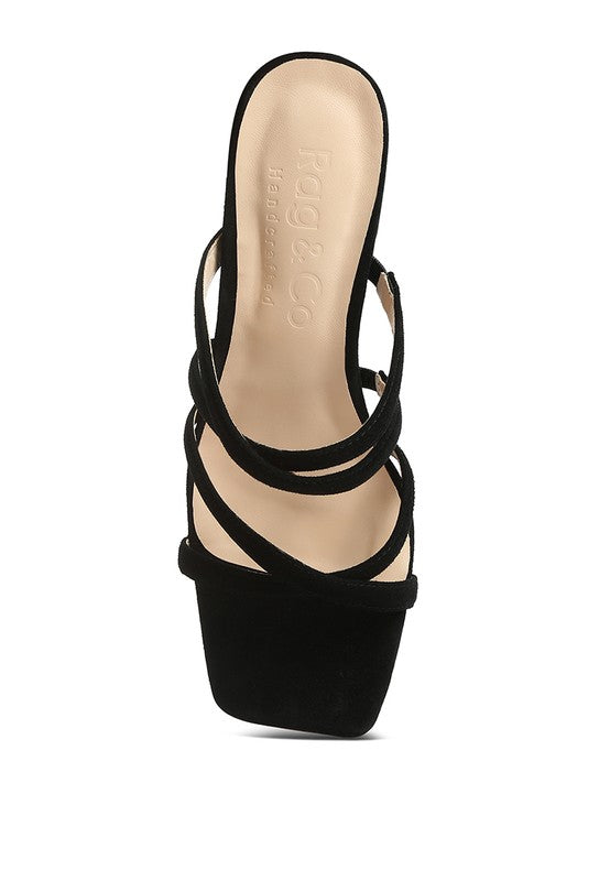 VALENTINA Strappy Suede Block Heel Sandal