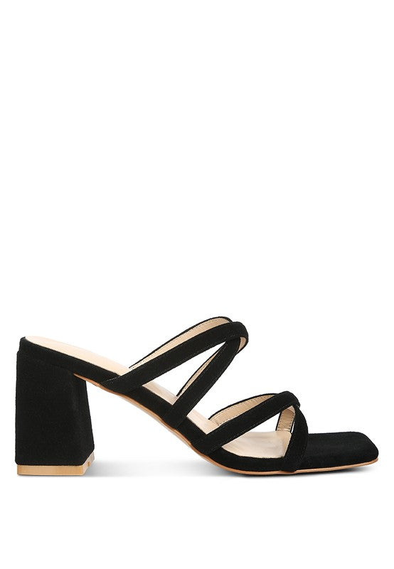 VALENTINA Strappy Suede Block Heel Sandal