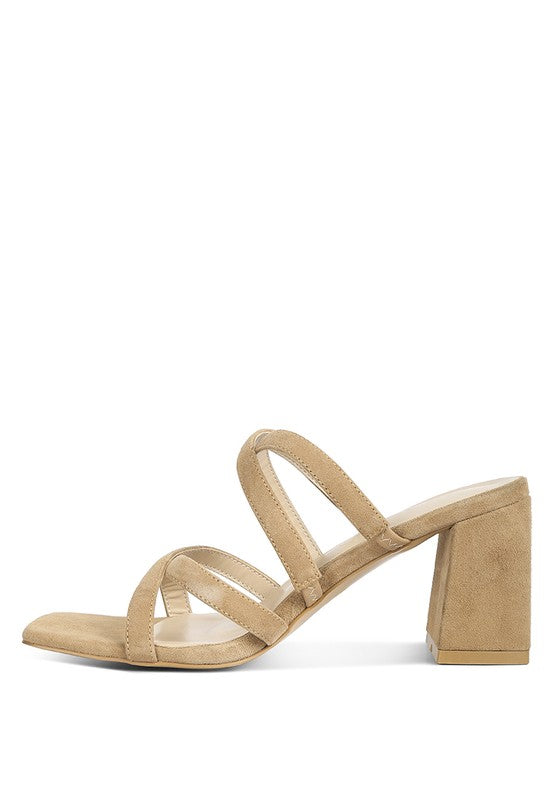 VALENTINA Strappy Suede Block Heel Sandal