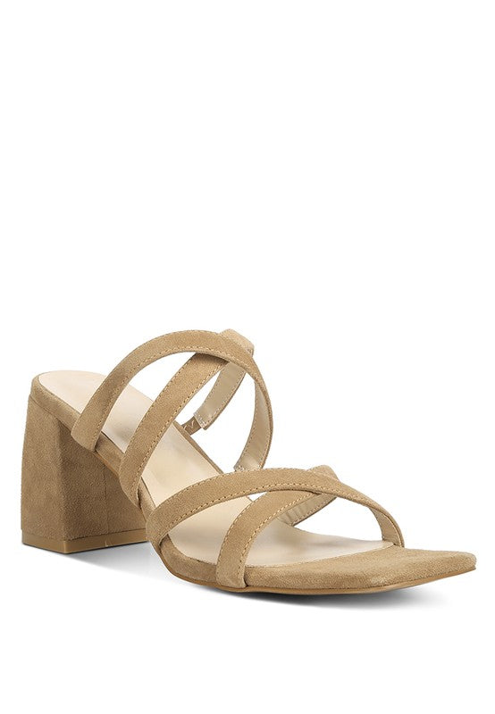 VALENTINA Strappy Suede Block Heel Sandal