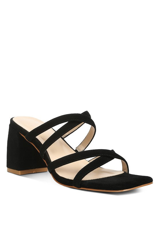 VALENTINA Strappy Suede Block Heel Sandal