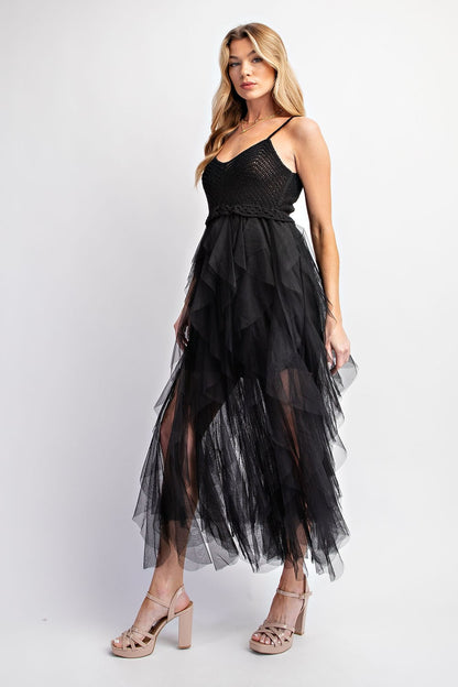 Sweet Generis - LOVELY Tulle Midi Crochet Dress