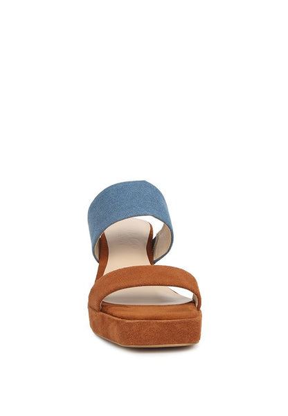 EDDLIA Genuine Suede and Leather Platform Sandals