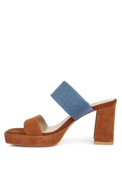 EDDLIA Genuine Suede and Leather Platform Sandals