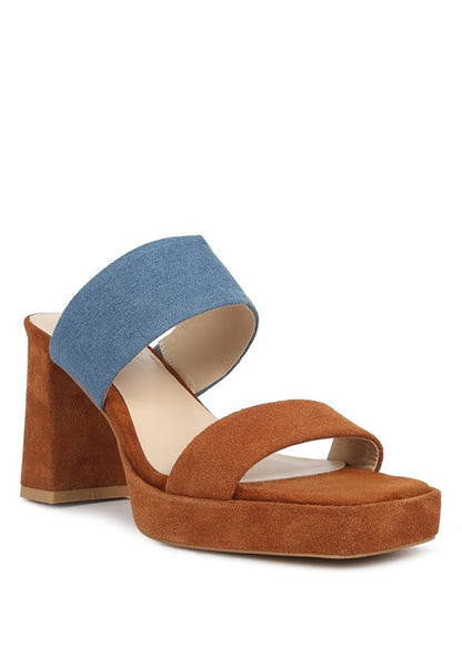 EDDLIA Genuine Suede and Leather Platform Sandals