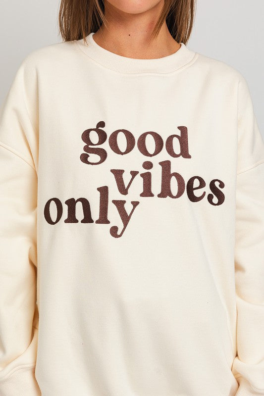 LE LIS Letter Embroidery Oversized Sweatshirt