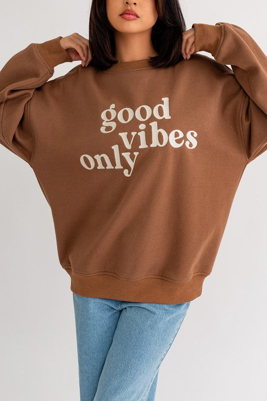 LE LIS Letter Embroidery Oversized Sweatshirt