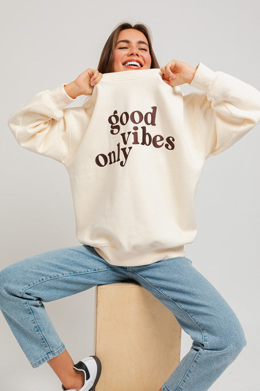 LE LIS Letter Embroidery Oversized Sweatshirt