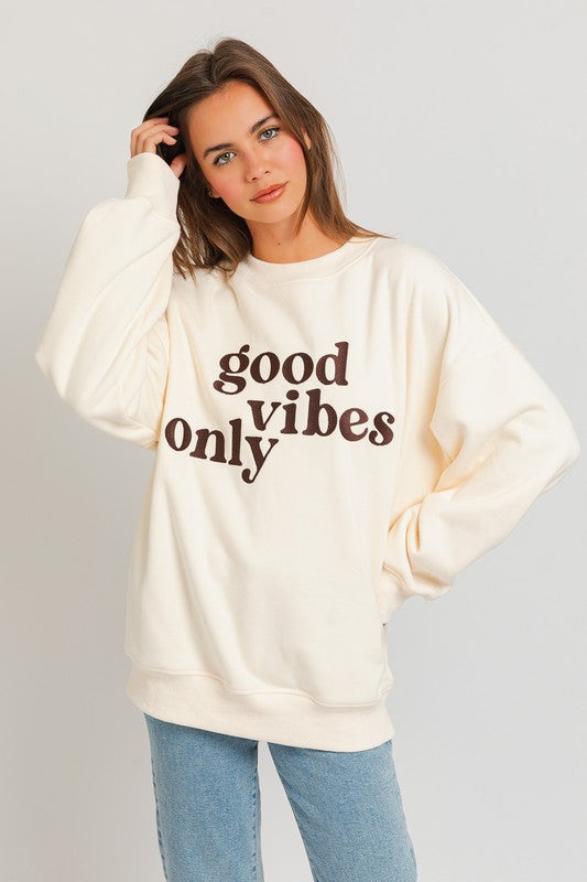 LE LIS Letter Embroidery Oversized Sweatshirt