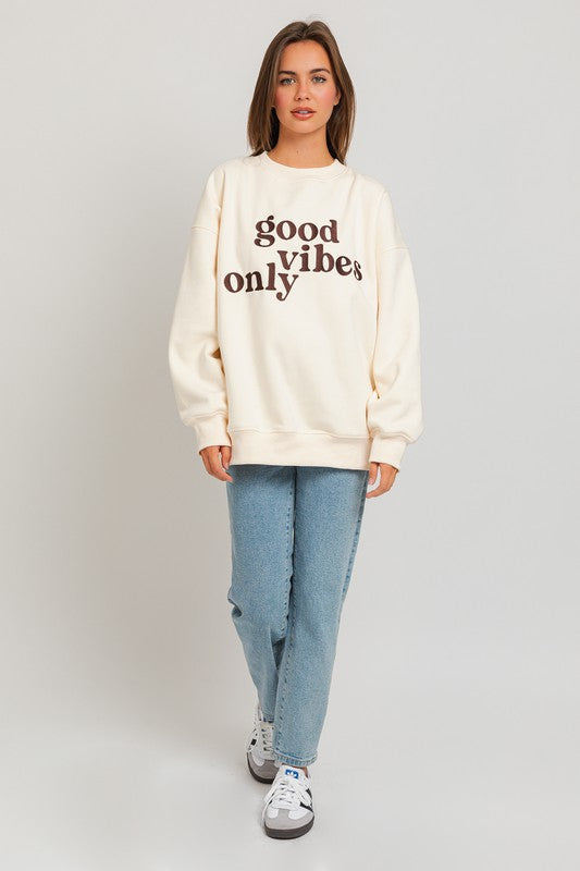 LE LIS Letter Embroidery Oversized Sweatshirt