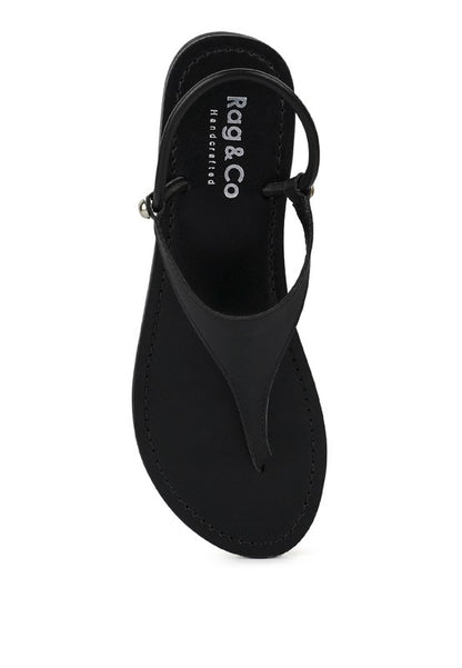 MADELINE Genuine Leather Flat Thong Sandals