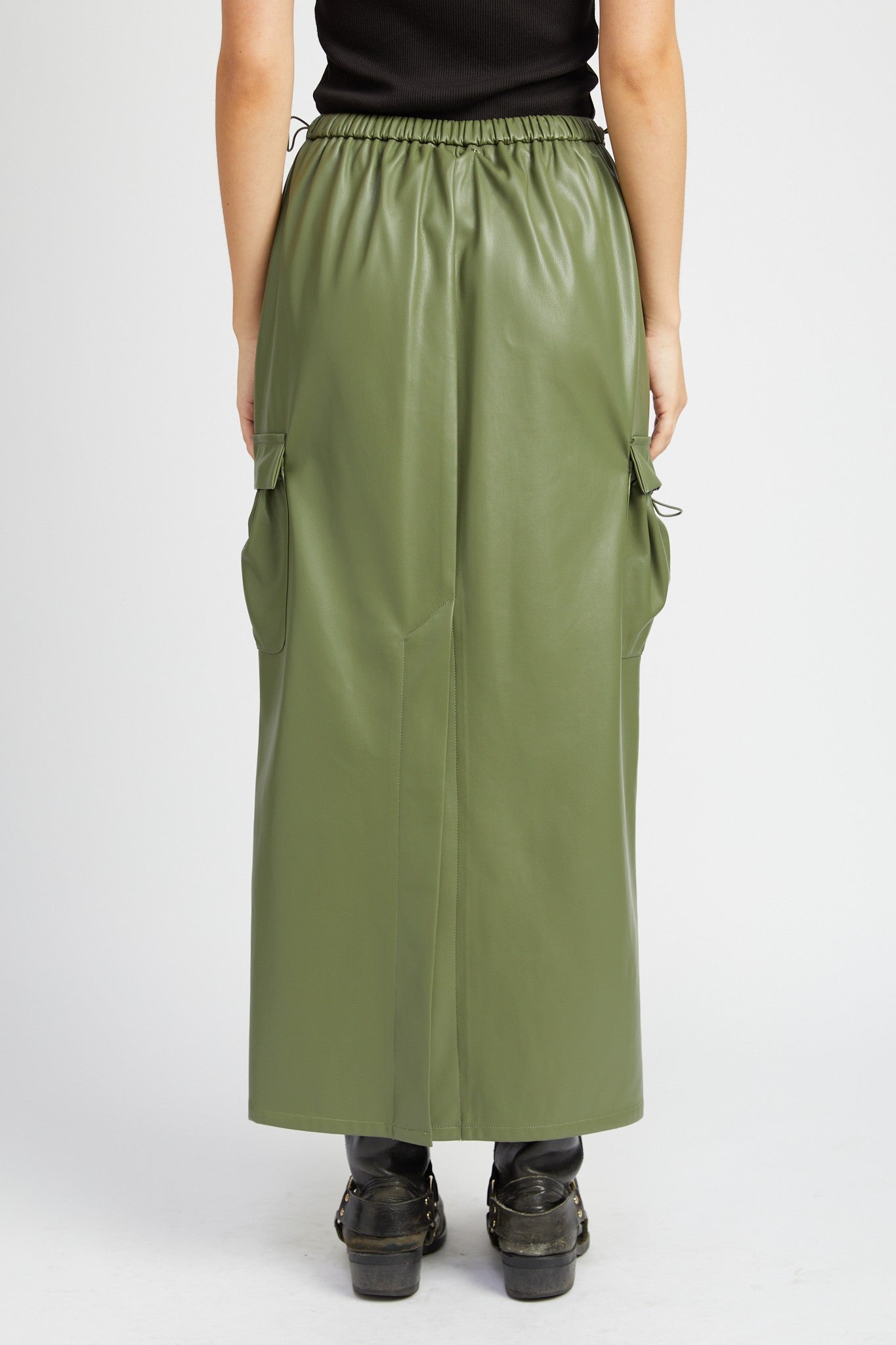 Leather Cargo Maxi Skirt