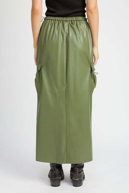 Leather Cargo Maxi Skirt