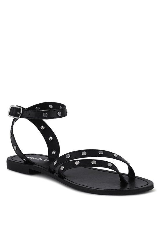 OPRAH Stud Embellished Flat Sandals