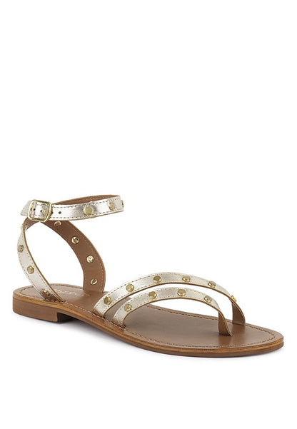 OPRAH Stud Embellished Flat Sandals