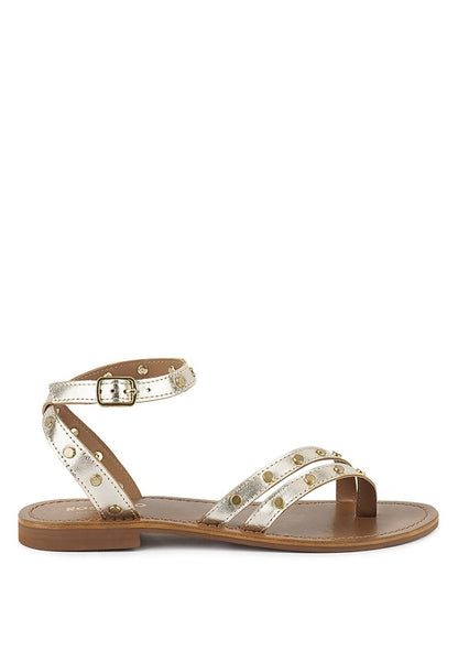 OPRAH Stud Embellished Flat Sandals