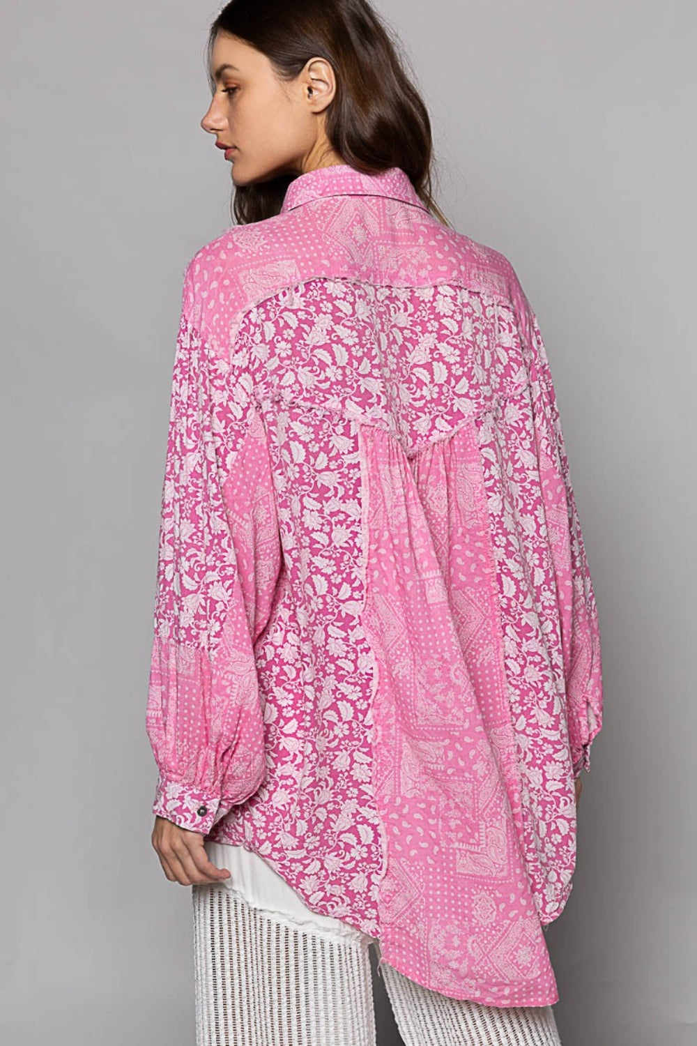 POL Long Sleeve Paisley Print Shirt