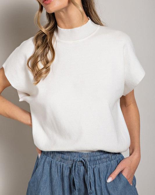 eesome Mock Neck Short Sleeve Top