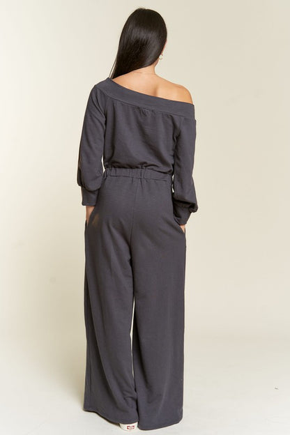 Jade By Jane One Shoulder Terry Jumpsuit