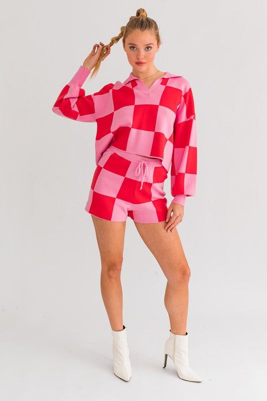 LE LIS Checkered Sweater Pullover