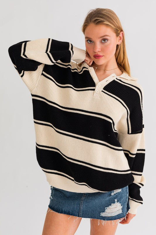 LE LIS Collared Oversized Sweater