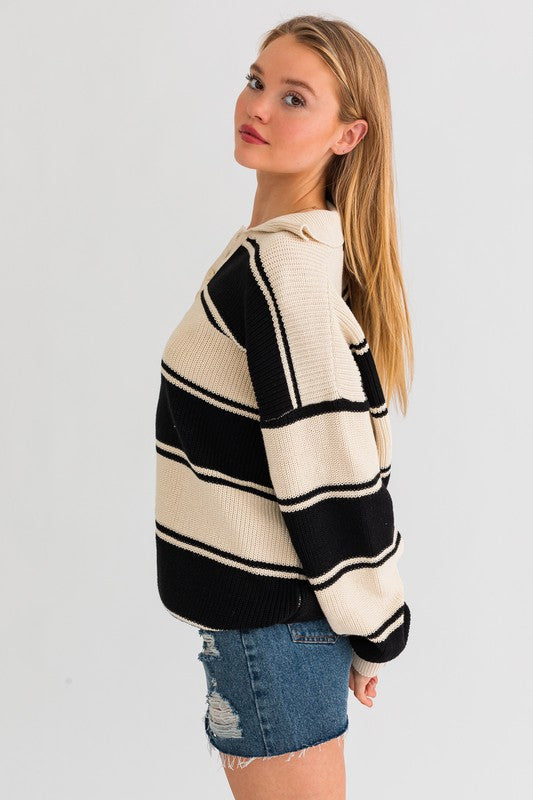 LE LIS Collared Oversized Sweater