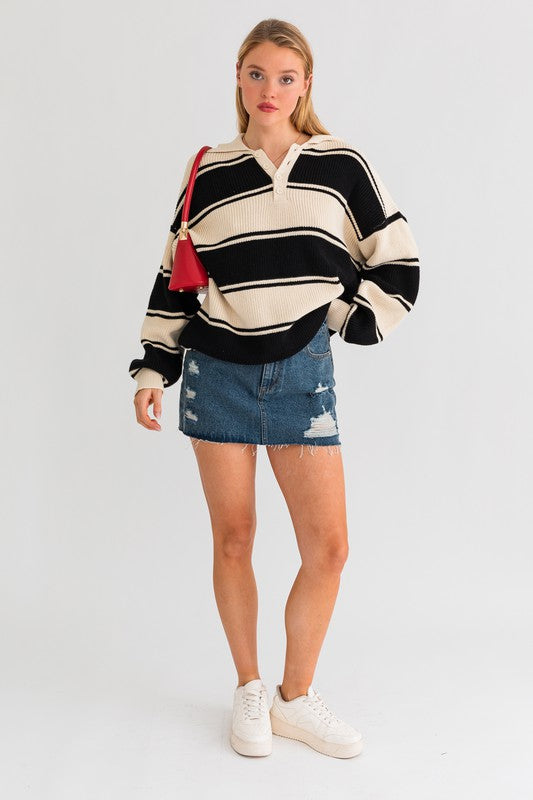 LE LIS Collared Oversized Sweater