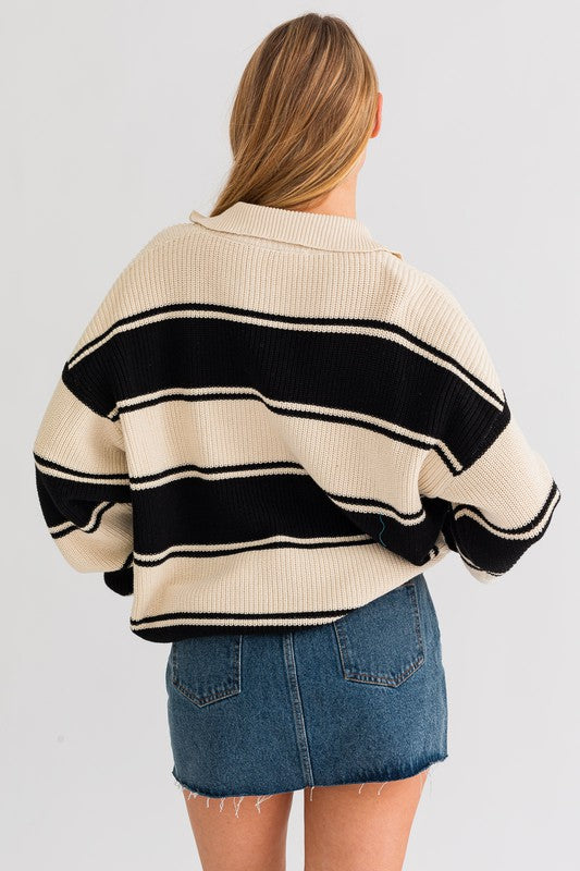 LE LIS Collared Oversized Sweater