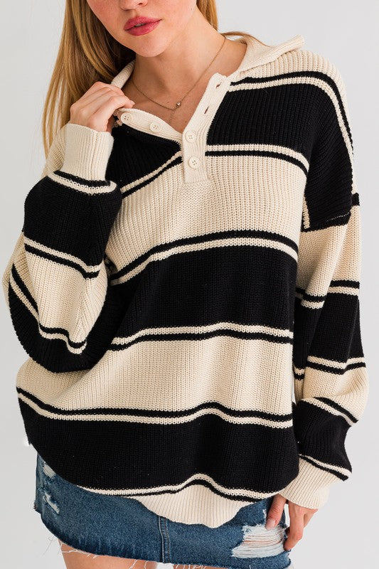 LE LIS Collared Oversized Sweater