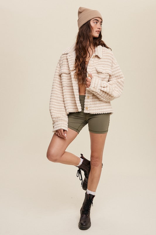 Listicle Plaid Fleece Shacket