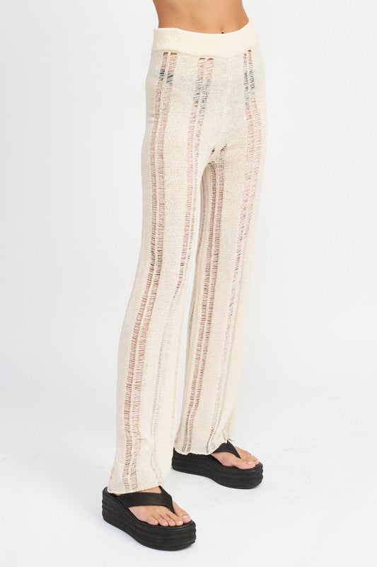 Laddered High Waist Flare Pants