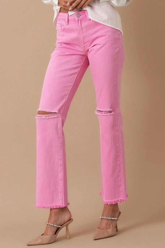 High-Rise Slim Straight Jeans