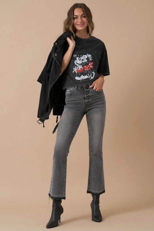 High Rise Cropped Boot Cut Jeans