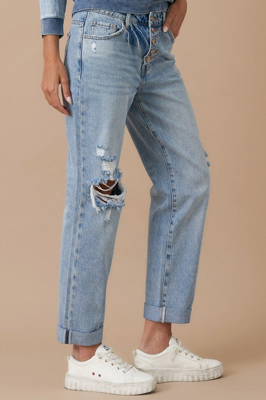 Rolled-Up Boyfriend Jeans