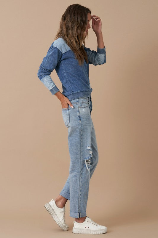 Rolled-Up Boyfriend Jeans