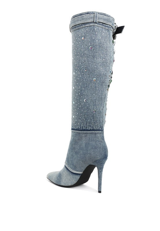 CORNIK Multicolor Stone Denim Boots