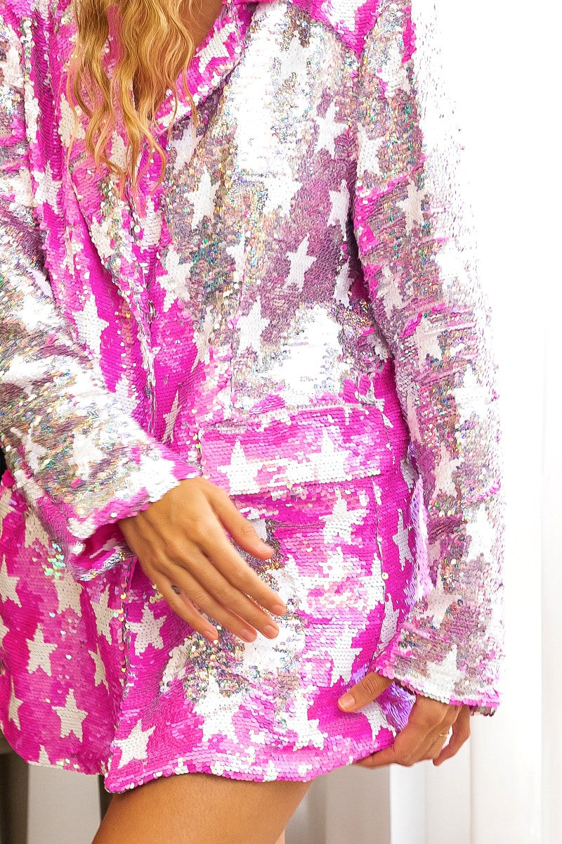 BiBi Star Pattern Sequin Blazer