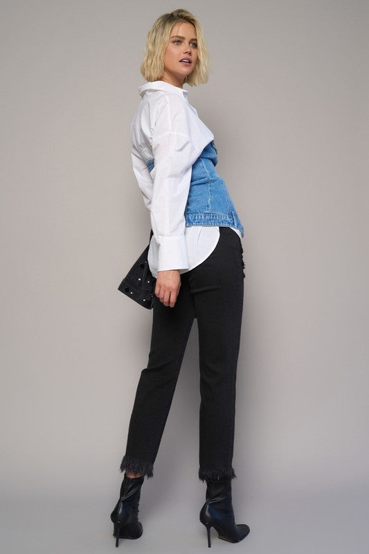 High-Rise Cropped Straight Jeans