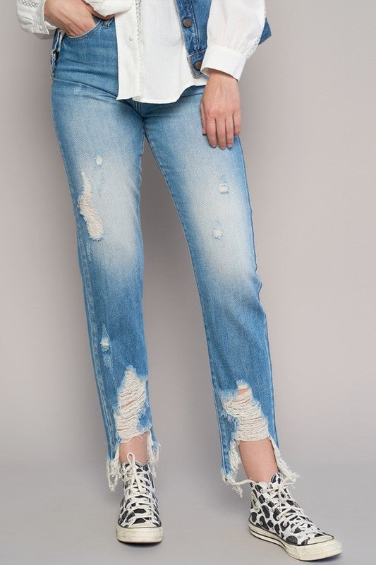 High-Rise Cropped Boyfriend Jeans