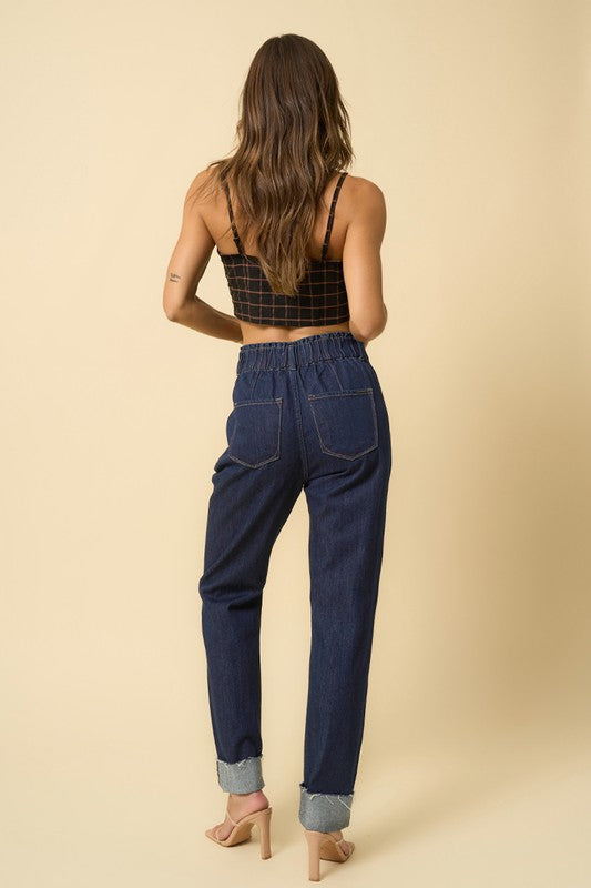 High Waisted Pleated Slouchy Jeans