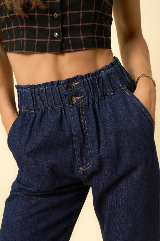 High Waisted Pleated Slouchy Jeans