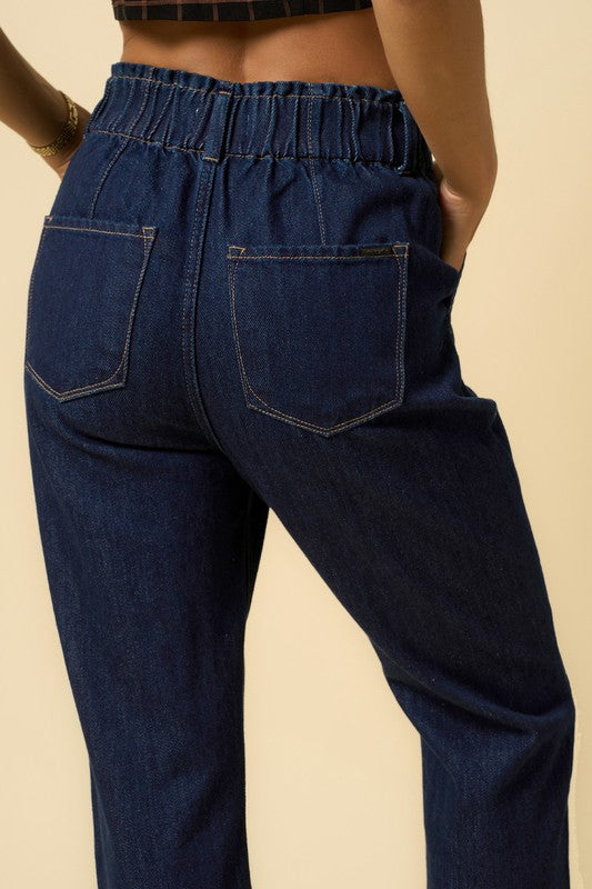 High Waisted Pleated Slouchy Jeans