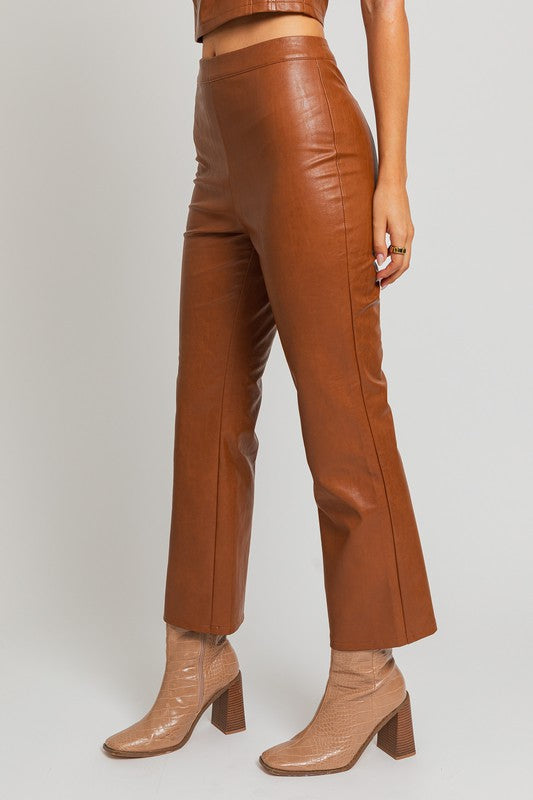 LE LIS Faux Leather Straight Pants