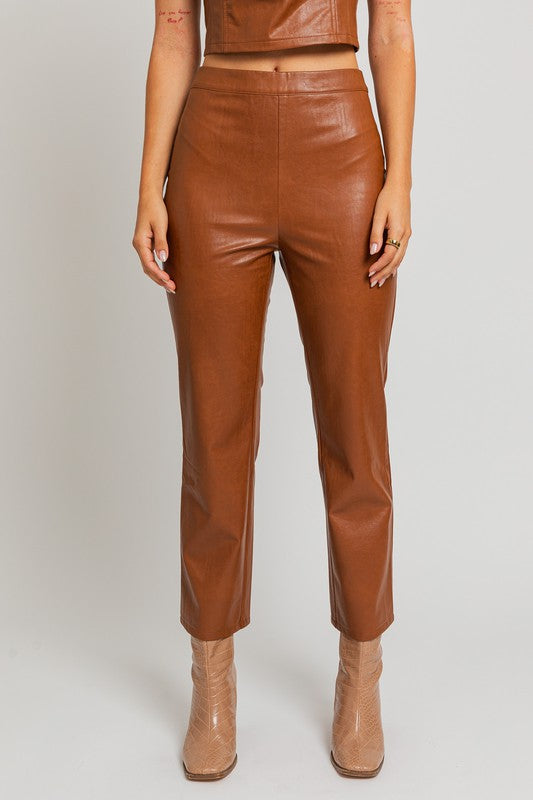 LE LIS Faux Leather Straight Pants