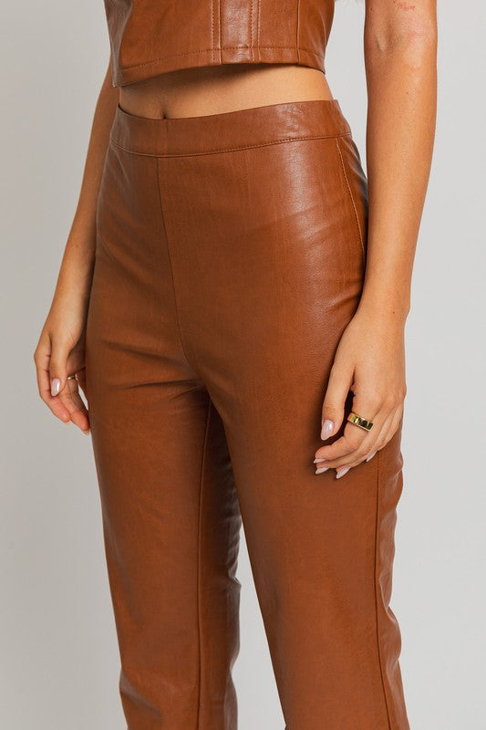 LE LIS Faux Leather Straight Pants