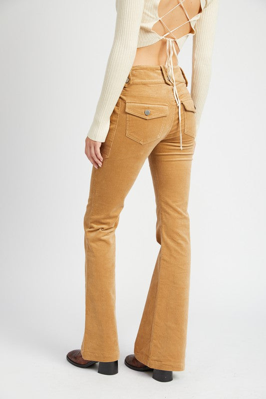 Low-Rise Flared Leg Pants