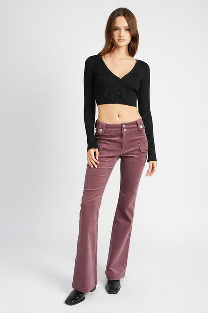 Low-Rise Flared Leg Pants