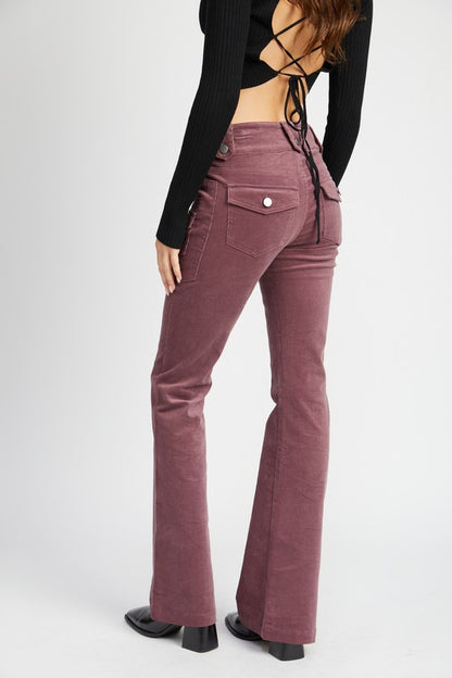 Low-Rise Flared Leg Pants