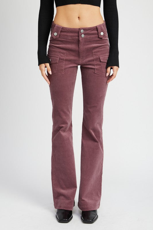 Low-Rise Flared Leg Pants