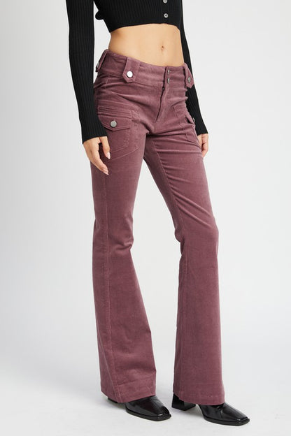 Low-Rise Flared Leg Pants